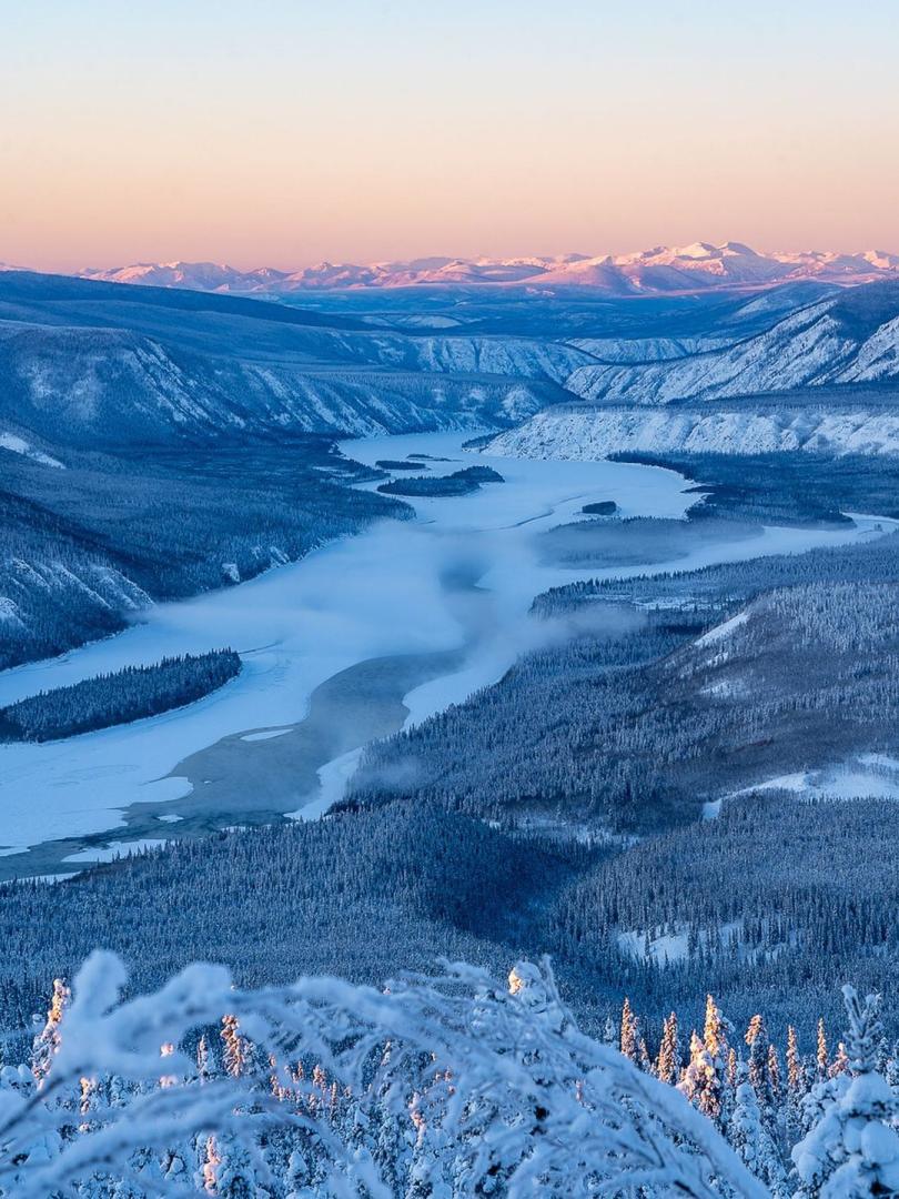 yukon river in winter blues